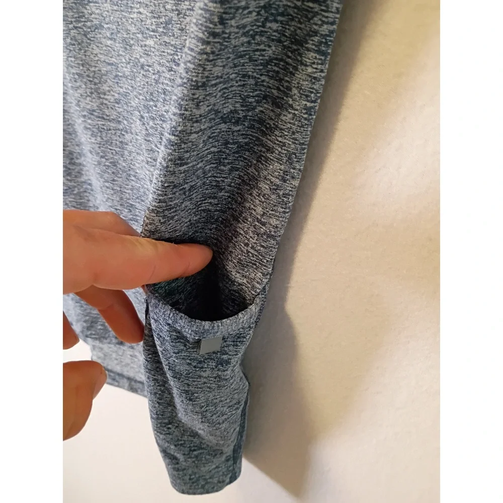 Athletic Nike Mens Large Blue Heather Dri-FIT Quarter Zip Thumbhole Pullover